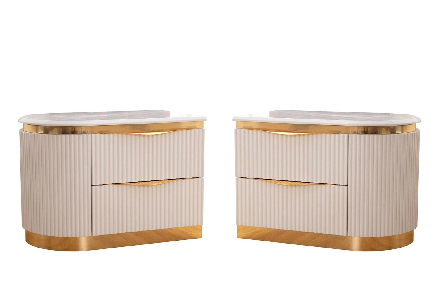 LAURA Glam Contemporary Luxury White & Gold Bedroom Set by Galaxy Furniture - Home Elegance USA