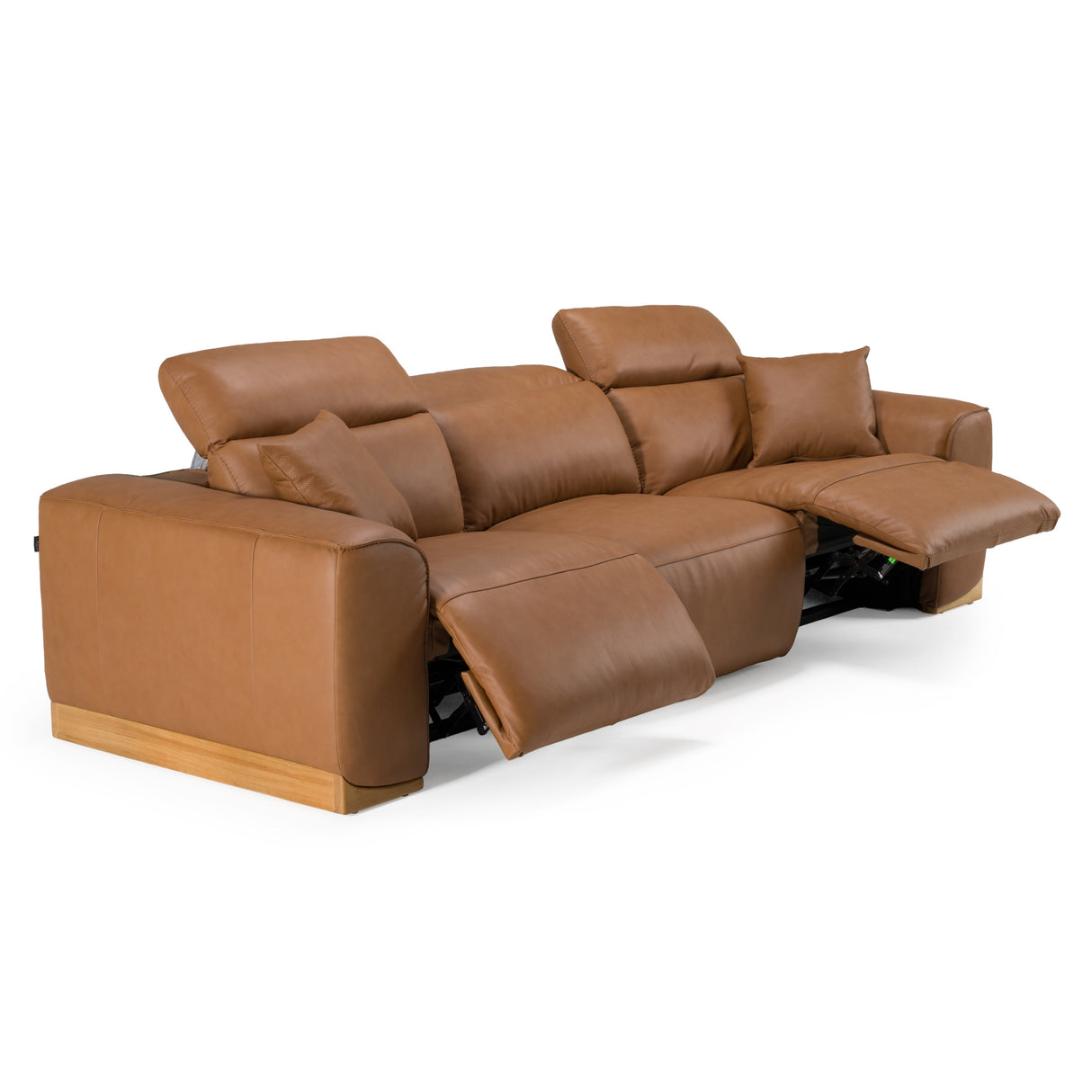 Hagerty - Modern Brown Leather Sofa with 2 Power Recliners - View Image 1