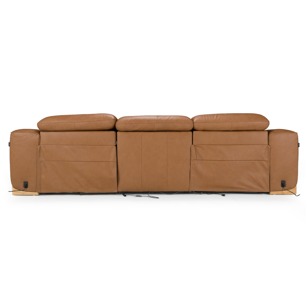 Hagerty - Modern Brown Leather Sofa with 2 Power Recliners - View Image 1