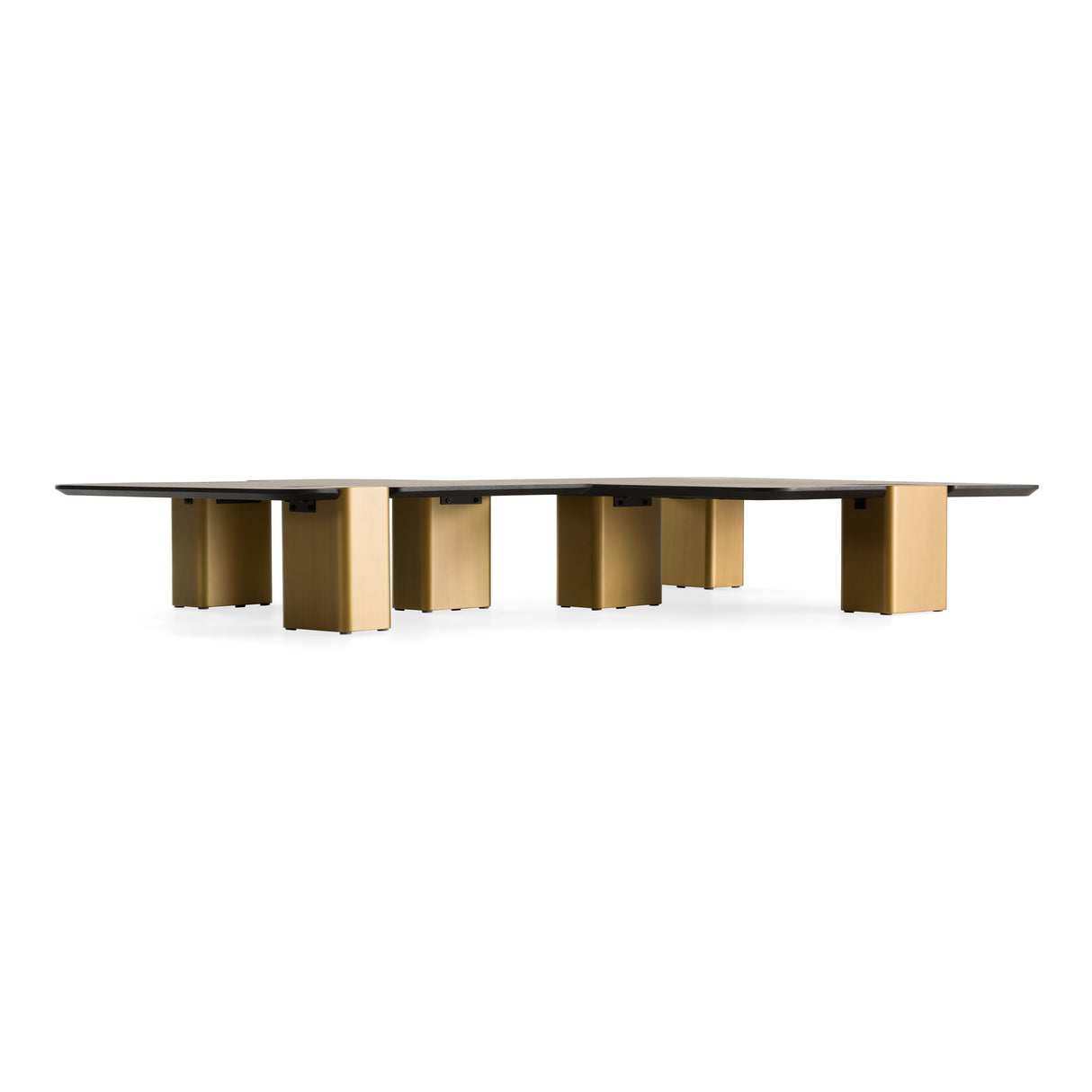 Harold - Modern Black + Brushed Gold Oak Square Nesting Coffee Table Set - View Image 1