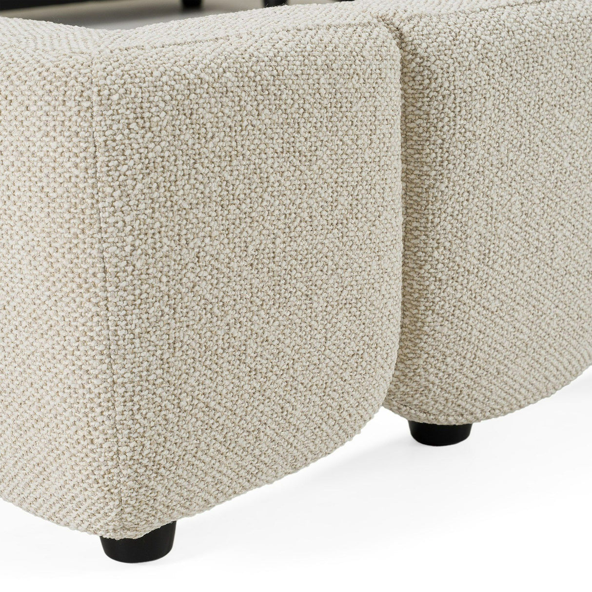 Eastern King Harris + Dustin - Modern Off-White Fabric + Natural Oak 4-Piece Bedroom Set