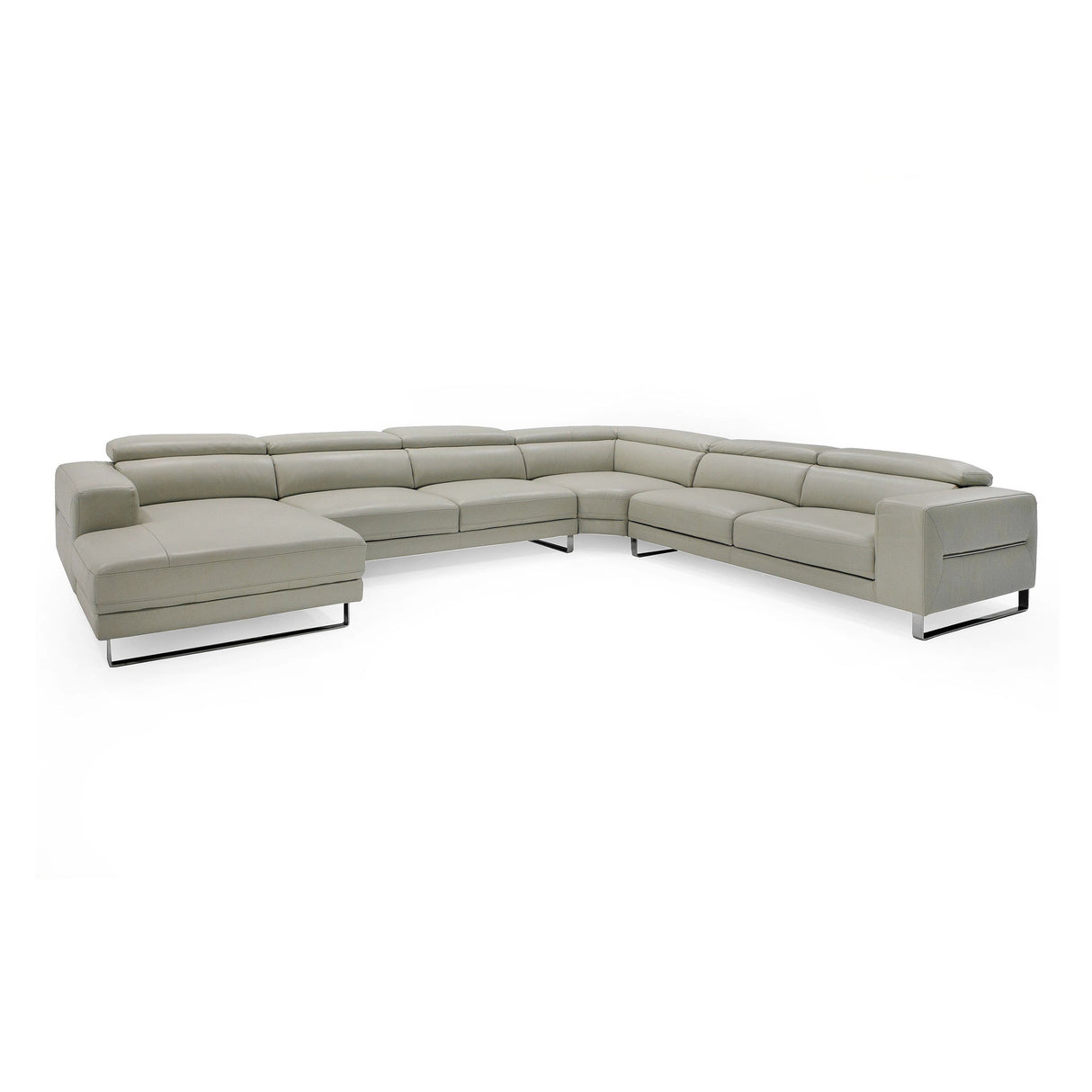 Divani Casa Hawkey - Contemporary Light Grey Leather LAF Chaise Sectional Sofa