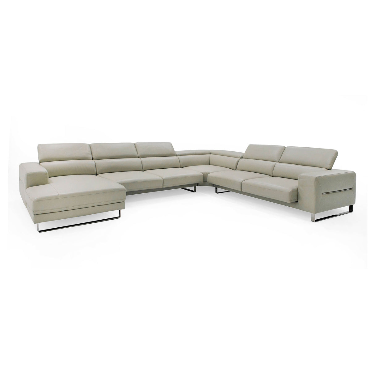 Divani Casa Hawkey - Contemporary Light Grey Leather LAF Chaise Sectional Sofa