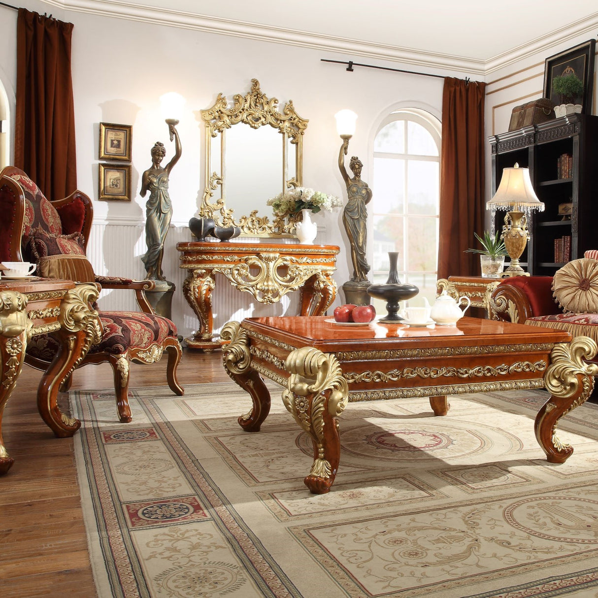 HD-821 Living Room Set in Rich Brown & Gold - Traditional | Homey Design