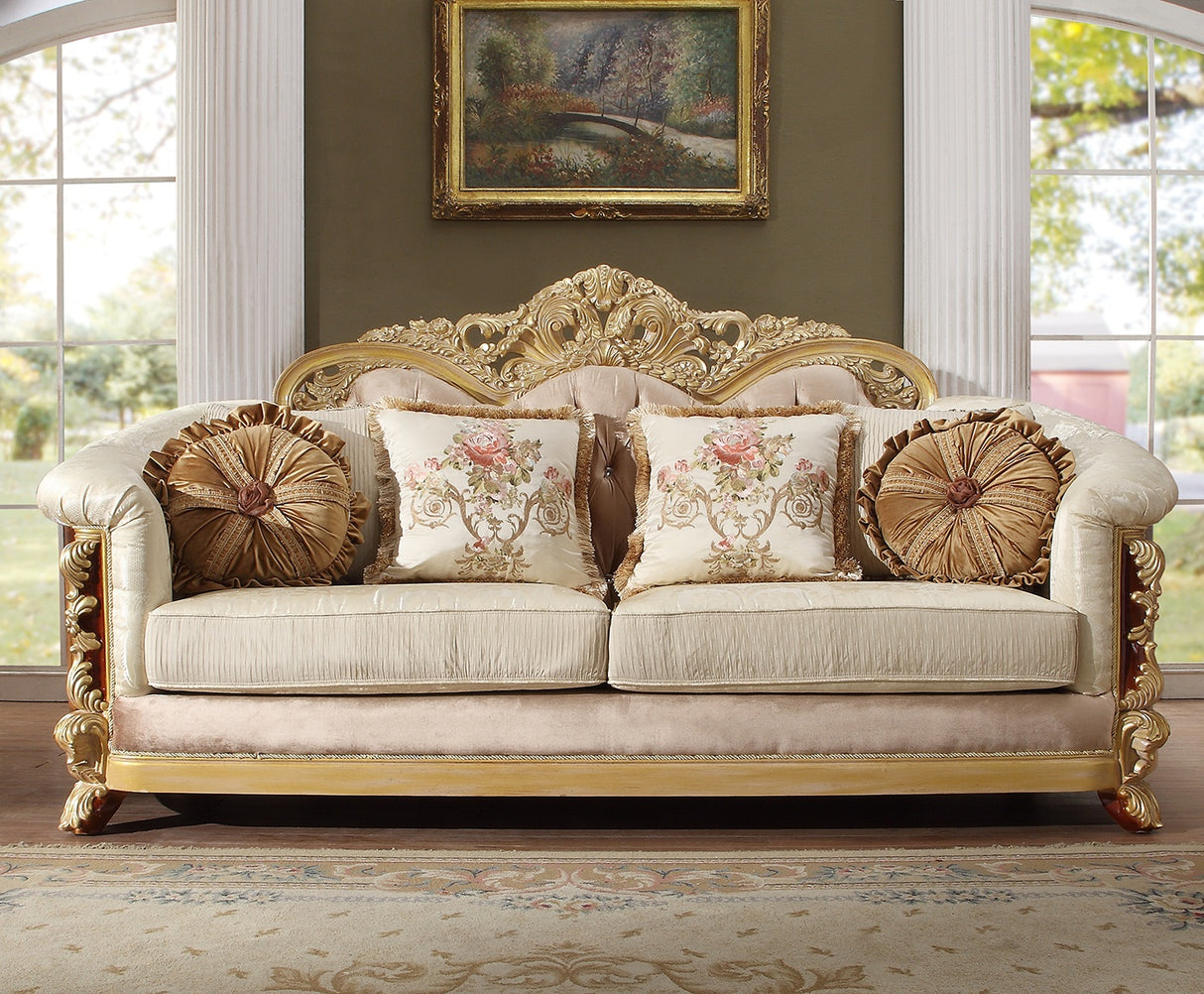 HD-821 Living Room Set in Rich Brown & Gold - Traditional | Homey Design