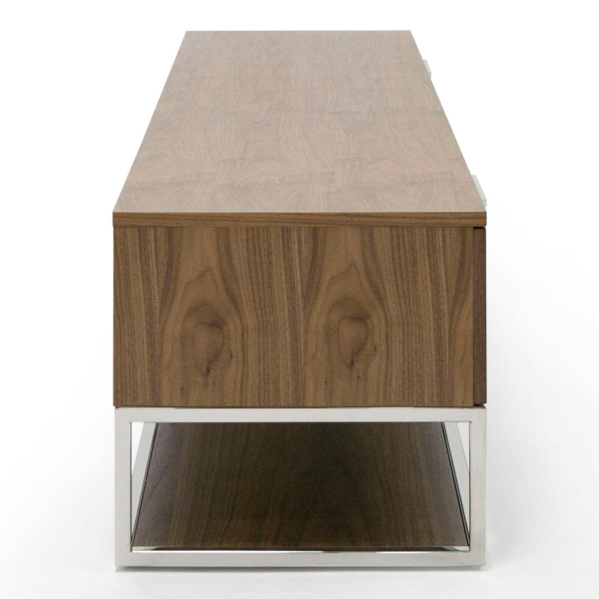 Modrest Heloise - Modern Walnut and Stainless Steel TV Stand