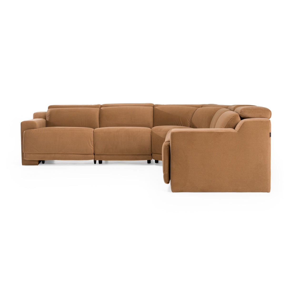 Horton - Modern Brown Fabric Sectional Sofa w/ 3 Recliners - View Image 1