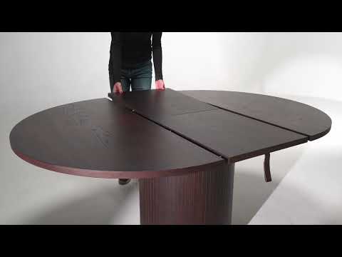 Miami - Modern Brown Round Dining Table with Extension - View Image 1