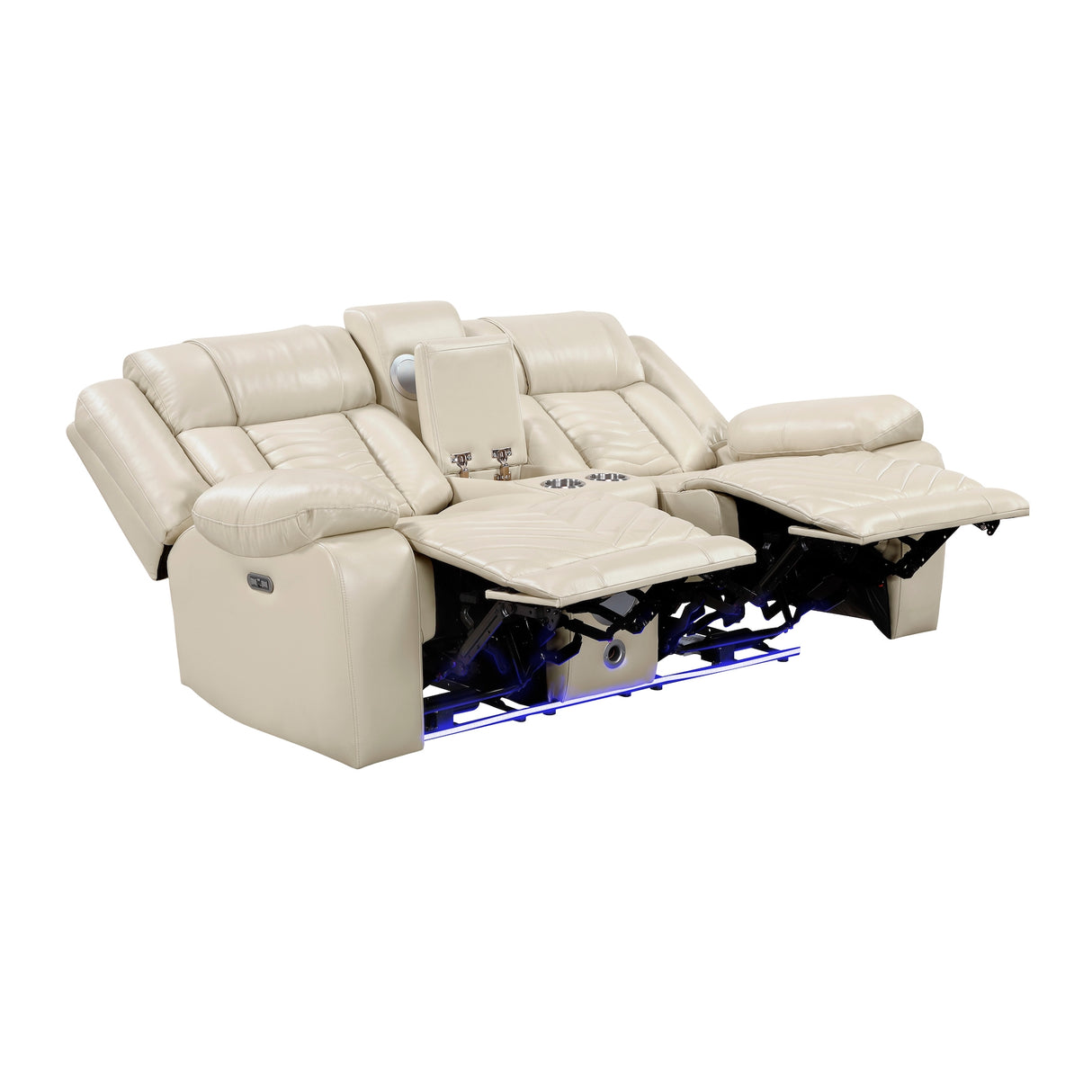 Homelegance Huron Beige Power Reclining Loveseat – open