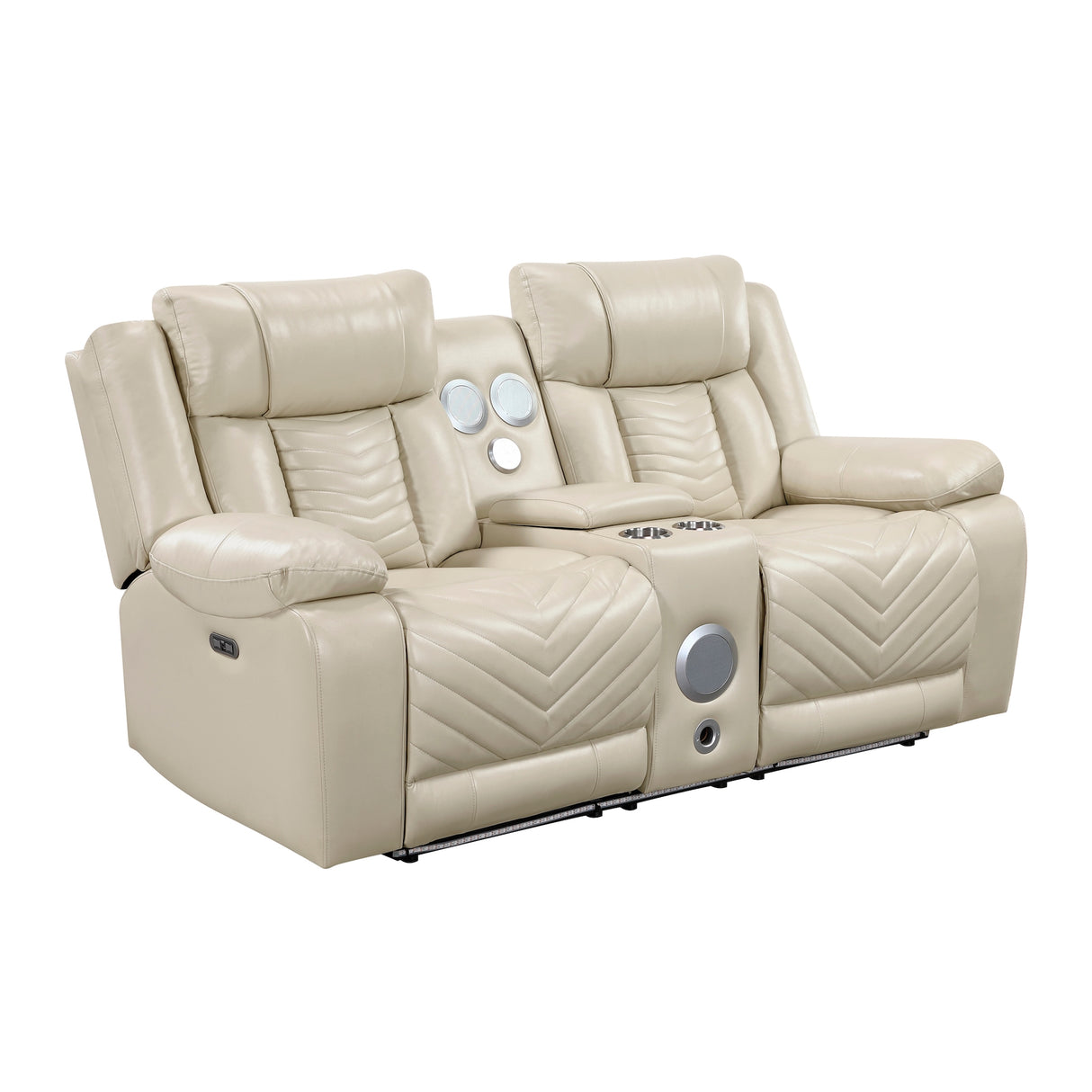 Homelegance Huron Beige Power Reclining Loveseat – Side View
