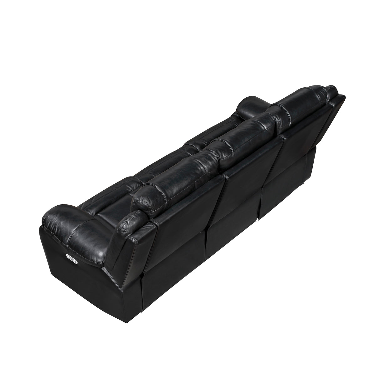 Huron power reclining sofa in black by Homelegance 8457BLK-3PW back view