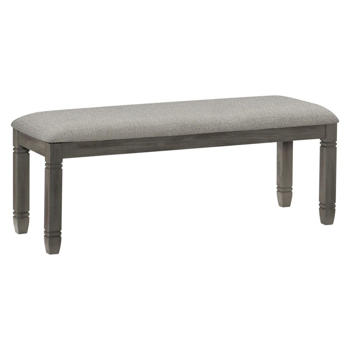 Antique Gray and Coffee Finish 6pc Dining Set Table w 6x Drawers Upholstered Bench 4x Side Chairs Casual Country Style Dining Room Furniture | Home Elegance USA