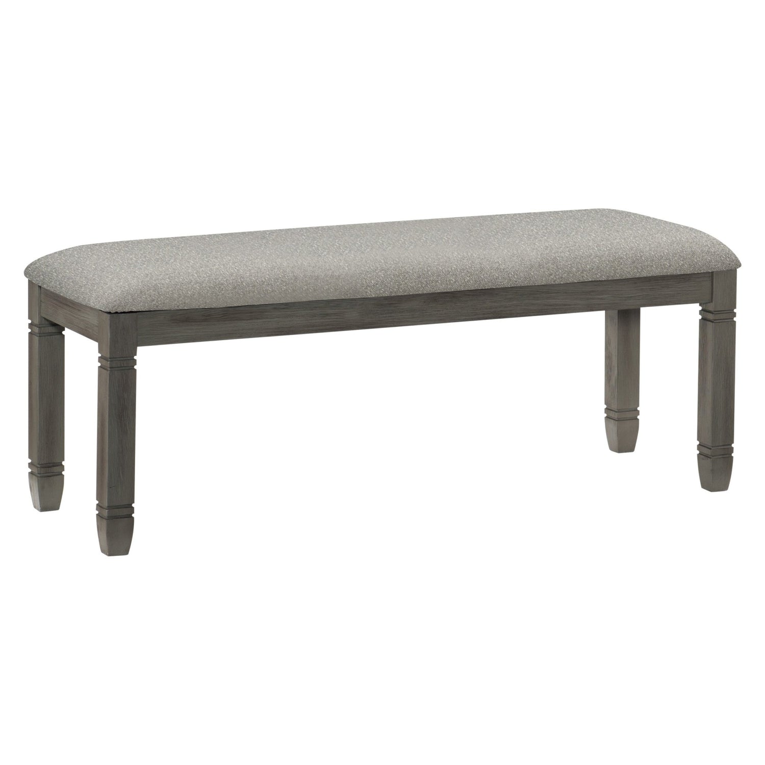 Antique Gray and Coffee Finish 6pc Dining Set Table w 6x Drawers Upholstered Bench 4x Side Chairs Casual Country Style Dining Room Furniture | Home Elegance USA