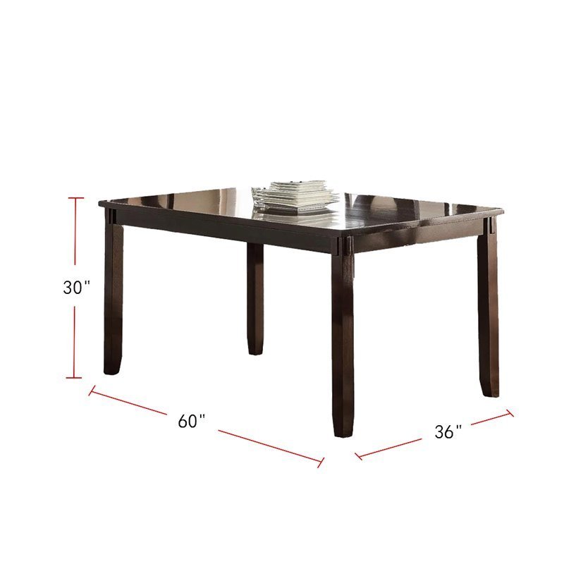Dining Room Furniture Casual Modern 6pc Set Dining Table 4x Side Chairs and A Bench Rubberwood and Birch veneers Espresso Finish | Home Elegance USA
