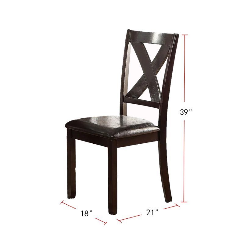 Dining Room Furniture Casual Modern 6pc Set Dining Table 4x Side Chairs and A Bench Rubberwood and Birch veneers Espresso Finish | Home Elegance USA