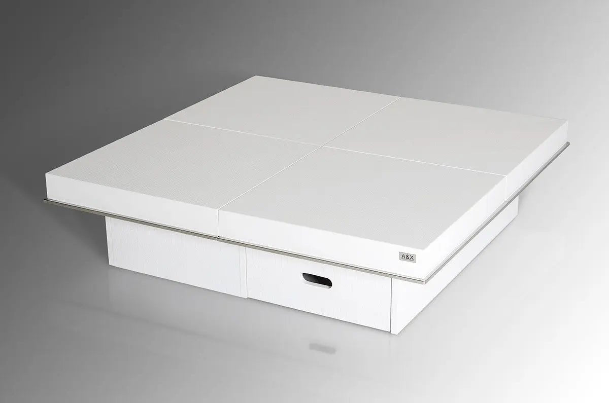 A&X Horizon Modern White Crocodile Coffee Table With Pull Out Squares Vgunak856 - 120C - Wht | Home Elegance USA