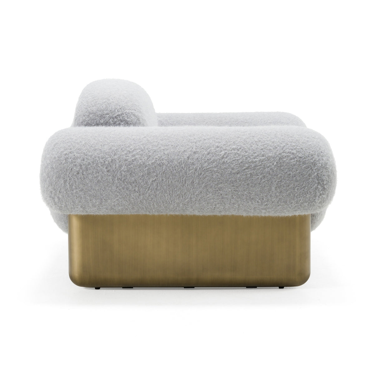 Imagine - Contemporary Grey Fabric + Antique Brass Accent Chair - View Image 1