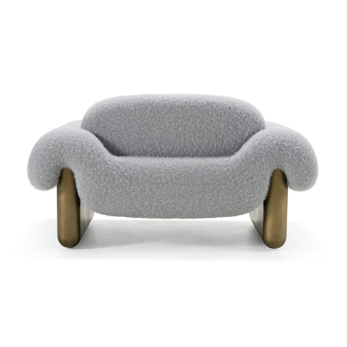 Imagine - Contemporary Grey Fabric + Antique Brass Accent Chair - View Image 1