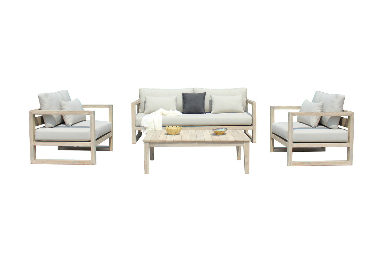 VIG Furniture - Renava Calm Outdoor Grey and Acacia Sofa Set