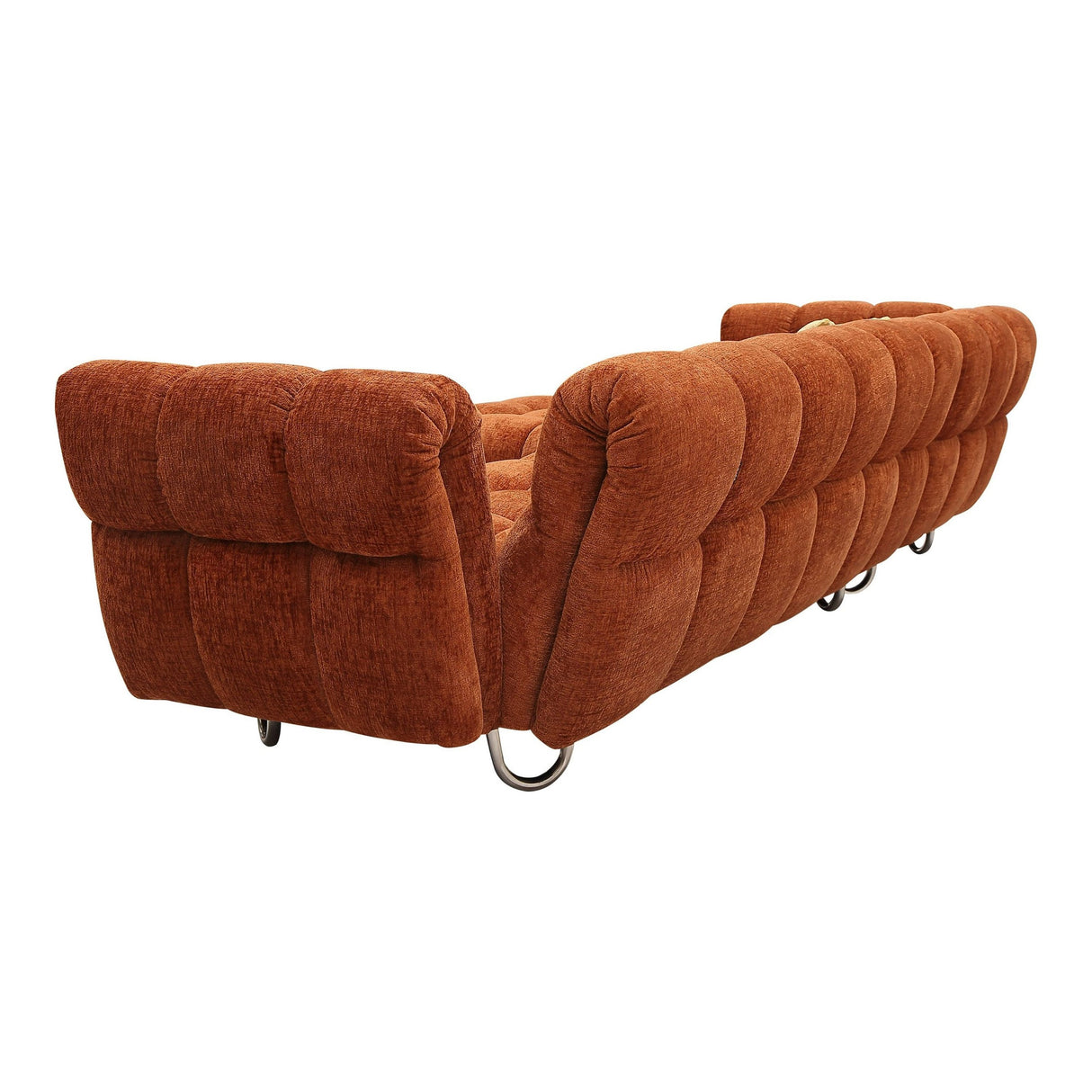 Modern Burnt Orange Fabric Right Facing Sectional Sofa + 2 Yellow Pillows