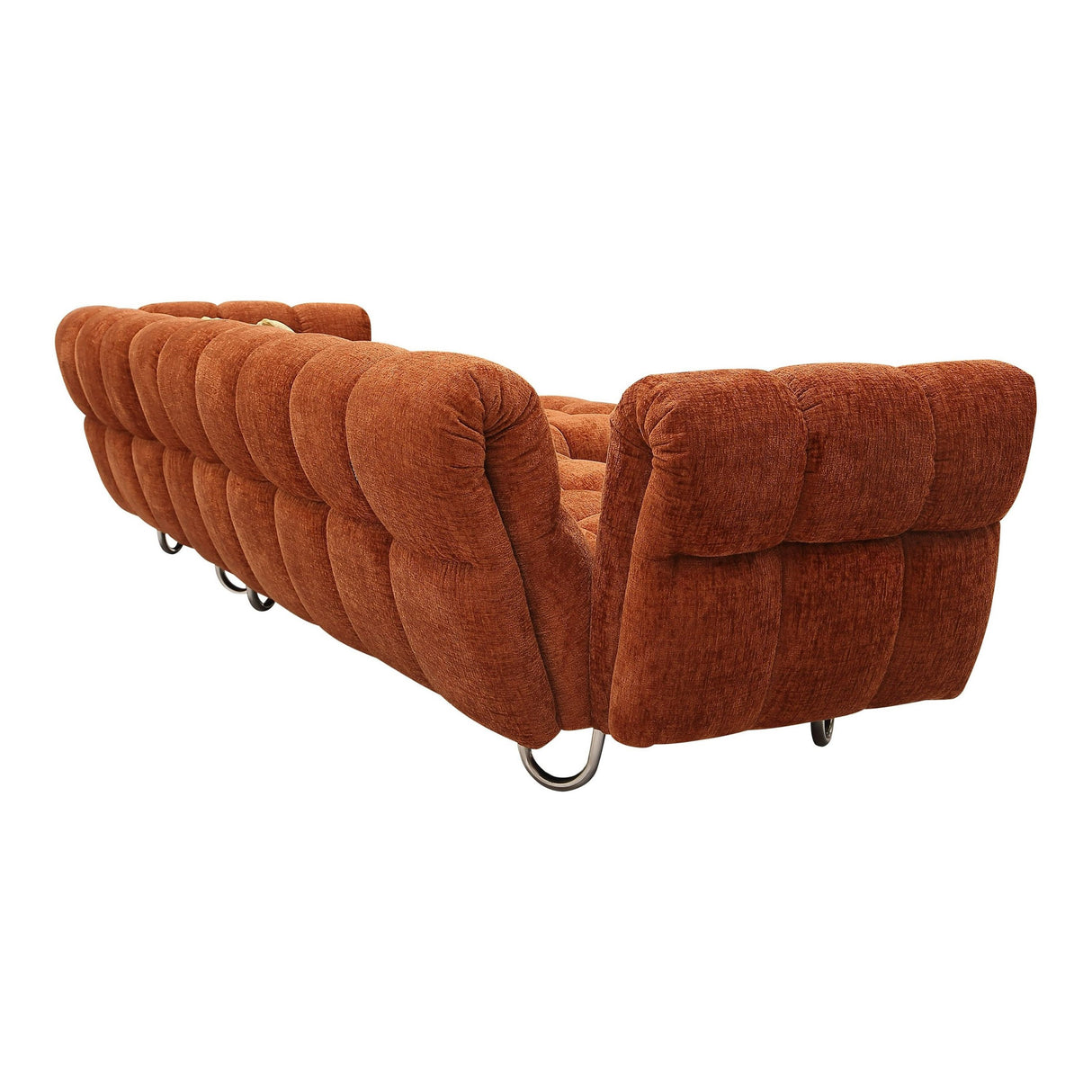 Modern Burnt Orange Fabric Left Facing Sectional Sofa + 2 Yellow Pillows