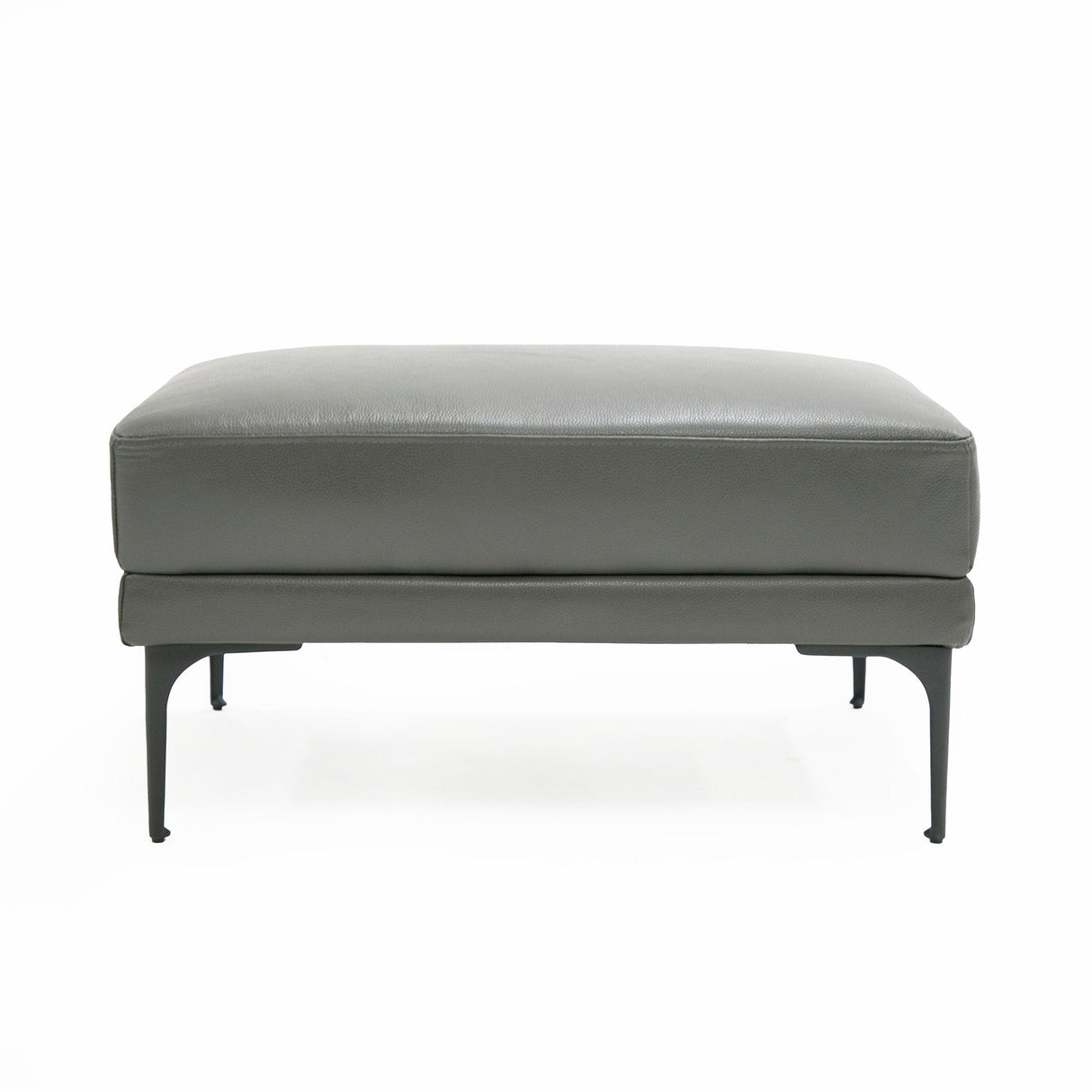 Divani Casa Jacoba - Modern Dark Grey Leather Rectangular Ottoman | Home Elegance USA
