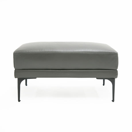 Divani Casa Jacoba - Modern Dark Grey Leather Rectangular Ottoman | Home Elegance USA