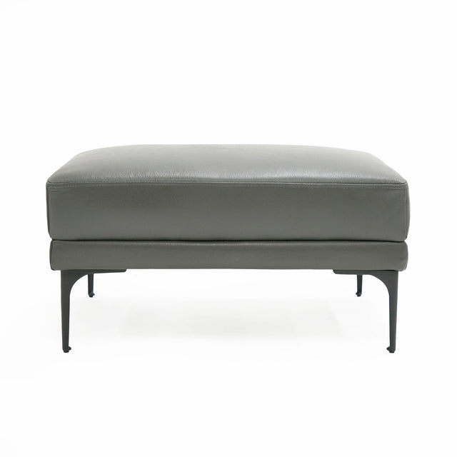 Divani Casa Jacoba - Modern Dark Grey Leather Rectangular Ottoman | Home Elegance USA