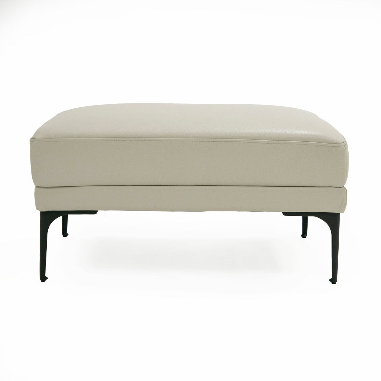 Divani Casa Jacoba - Modern Light Grey Leather Rectangular Ottoman | Home Elegance USA