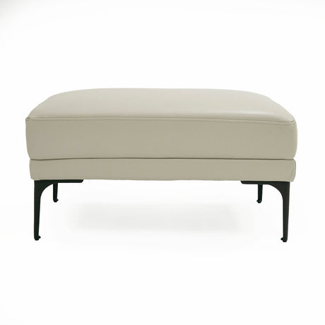 Divani Casa Jacoba - Modern Light Grey Leather Rectangular Ottoman | Home Elegance USA