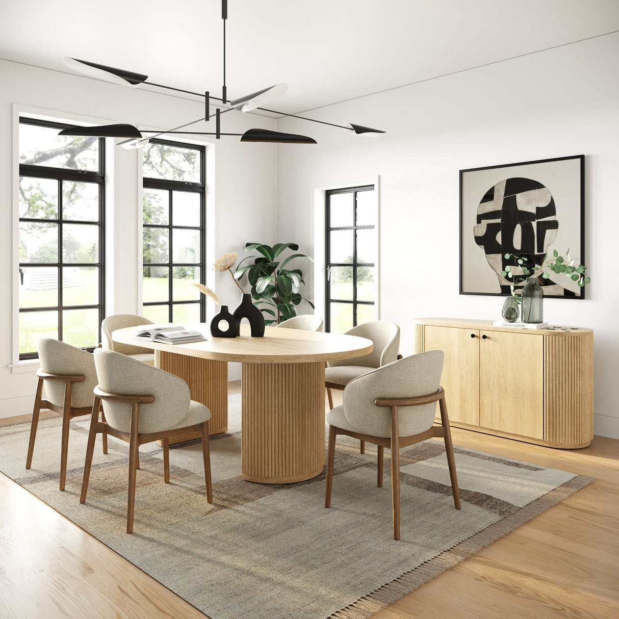Jacobson - Modern Natural Acacia Oval Dining Table - View Image 1