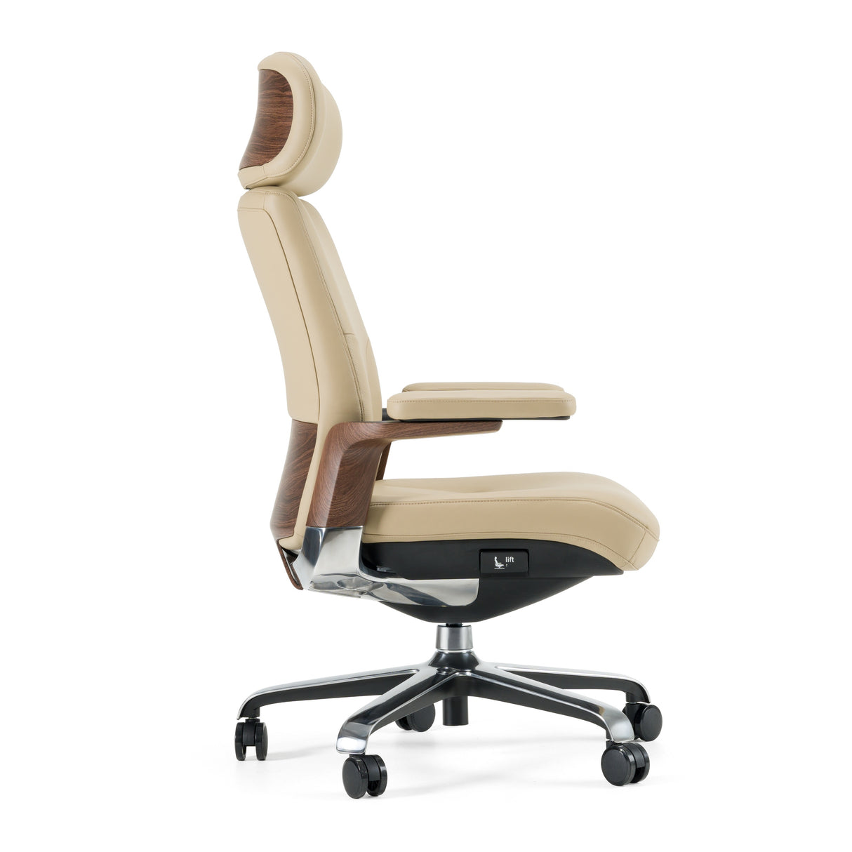 Johnson - Modern Beige Leather Executive Office Chair - View Image 1