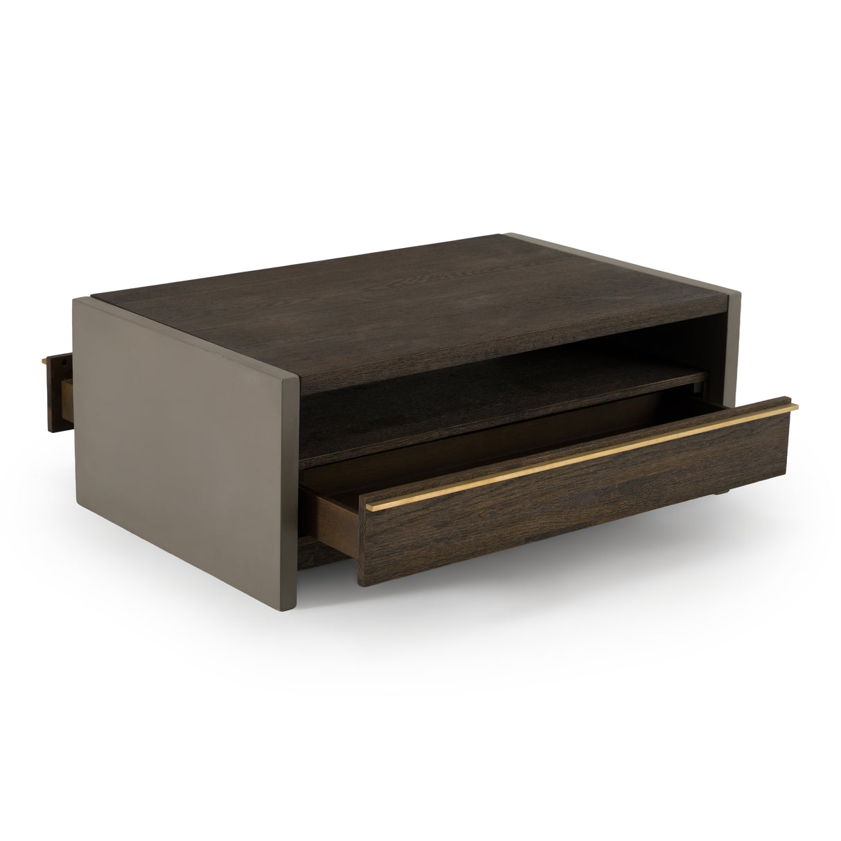 June - Modern Dark Grey Concrete & Walnut Coffee Table - View Image 1