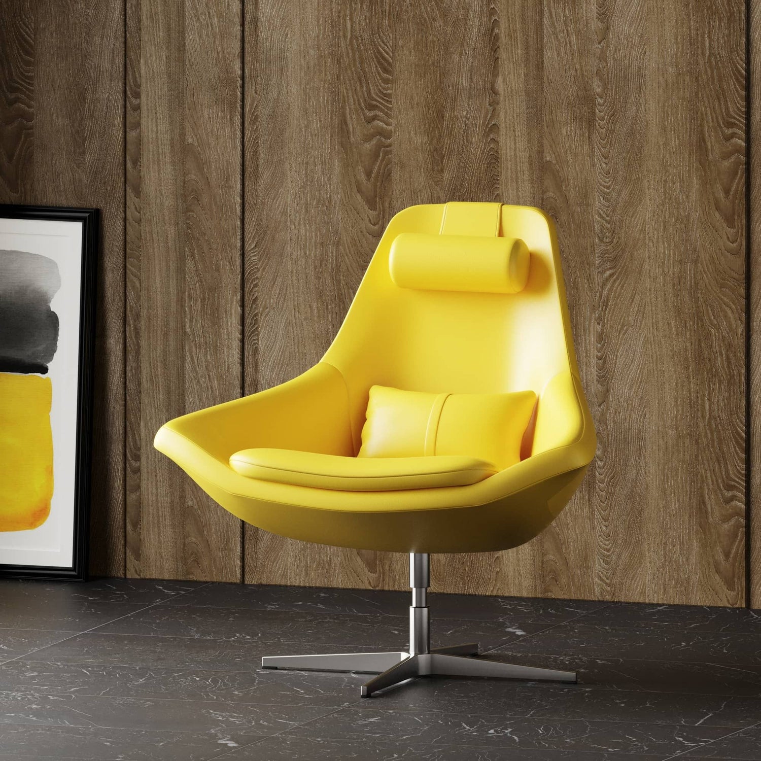 Modern Kenora - Modern Yellow Eco - Leather Accent Chair | VIG