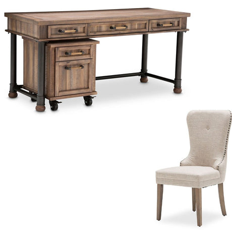 Crossings 3 Piece Writing Desk Set In Reclaimed Barn - Ki - Crsg277 - 217 - 3Set | Aico | Home Elegance USA