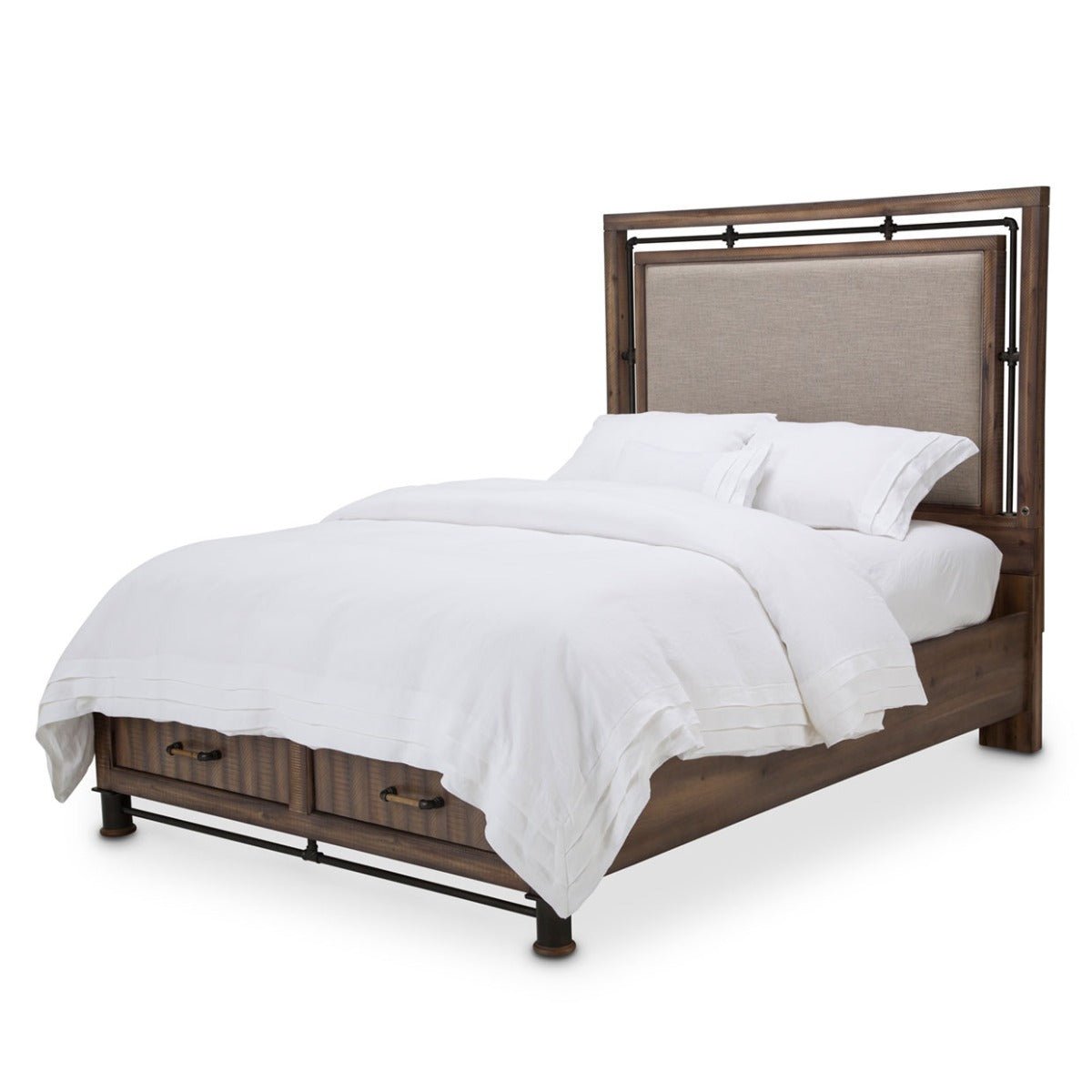 Crossings Eastern King Panel W - Drawers Bed In Reclaimed Barn - Ki - Crsg00Ekdw - 217 | Aico | Home Elegance USA