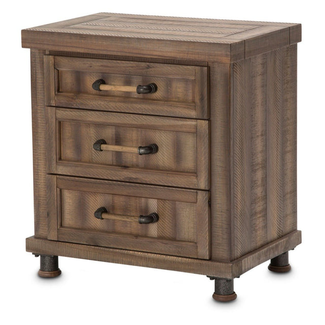 Crossings Nightstand 3 Drawer In Reclaimed Barn - Ki - Crsg042 - 217 | Aico | Home Elegance USA