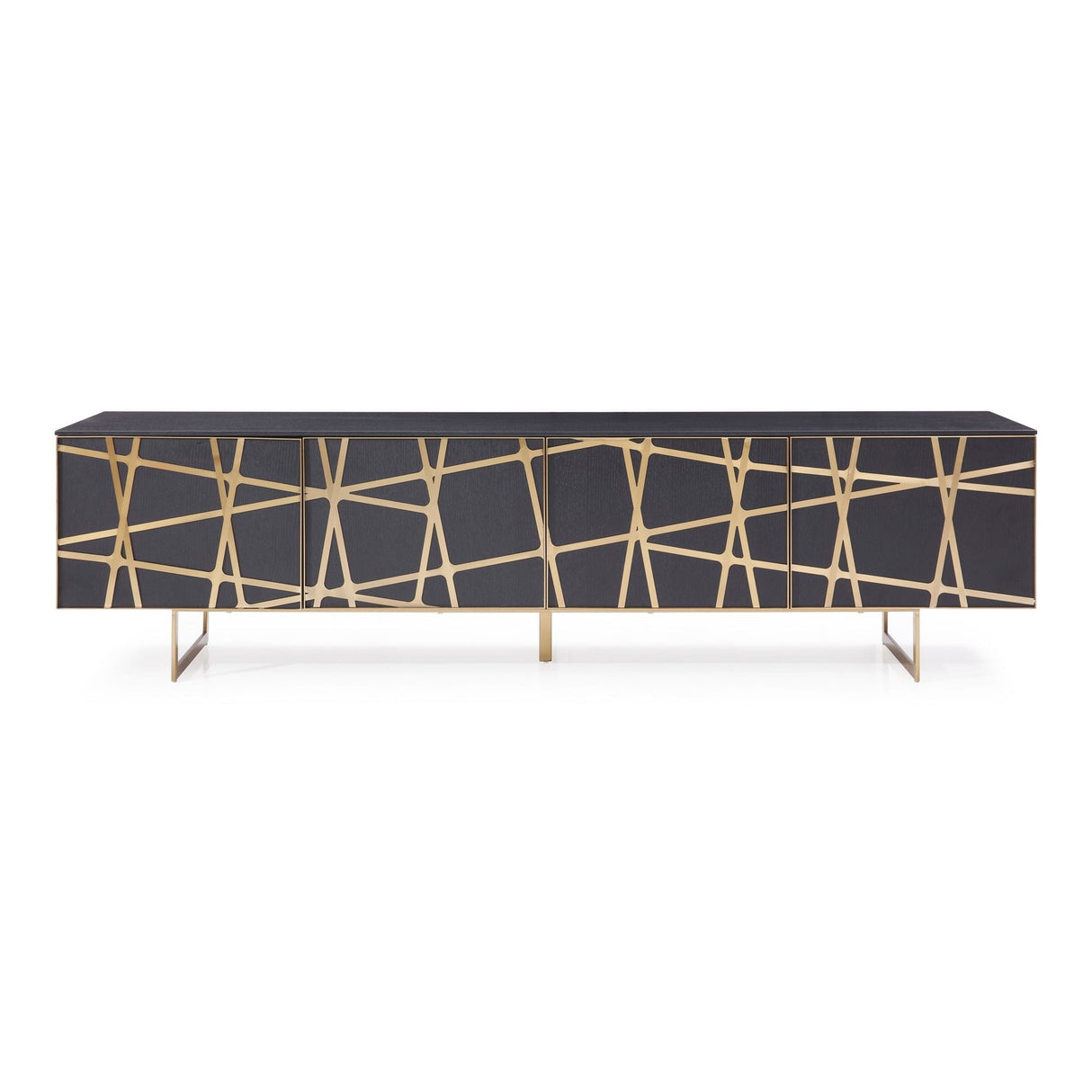 Modrest Kilson - Modern Black Oak & Champagne Gold TV Stand