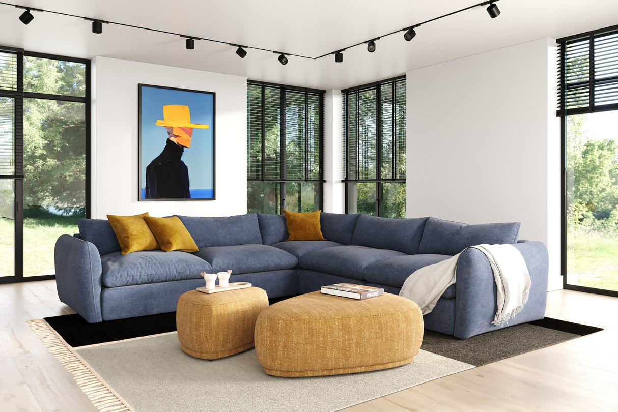 Kinsey - Modern Blue Fabric Modular Sectional Sofa-5-Piece Sectional - View Image 1