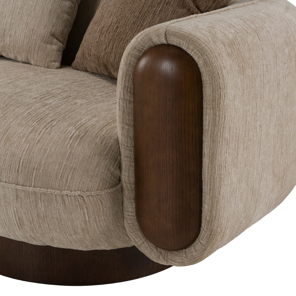 Kiran - Modern Beige + Brown Fabric Sofa - View Image 1