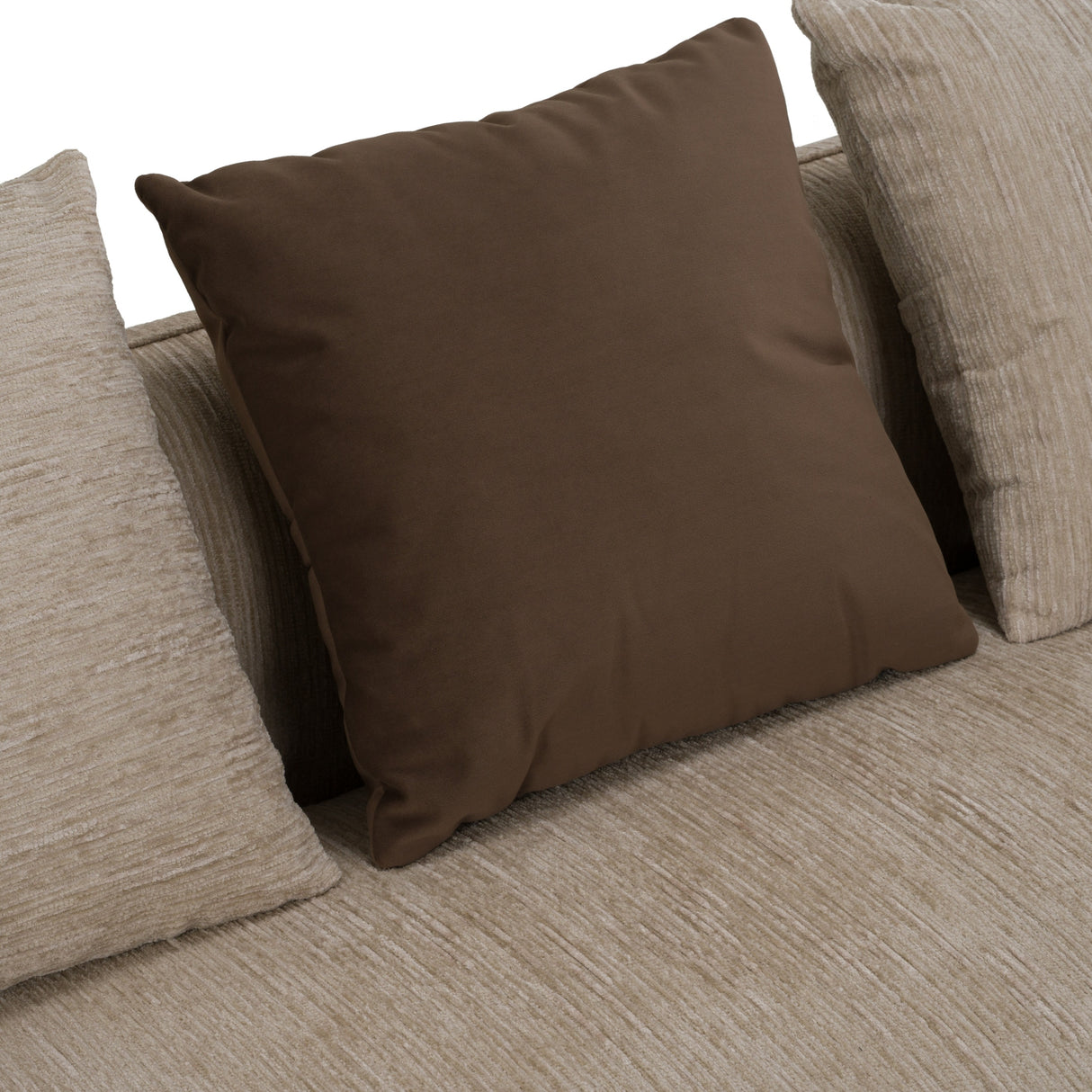 Kiran - Modern Beige + Brown Fabric Sofa - View Image 1