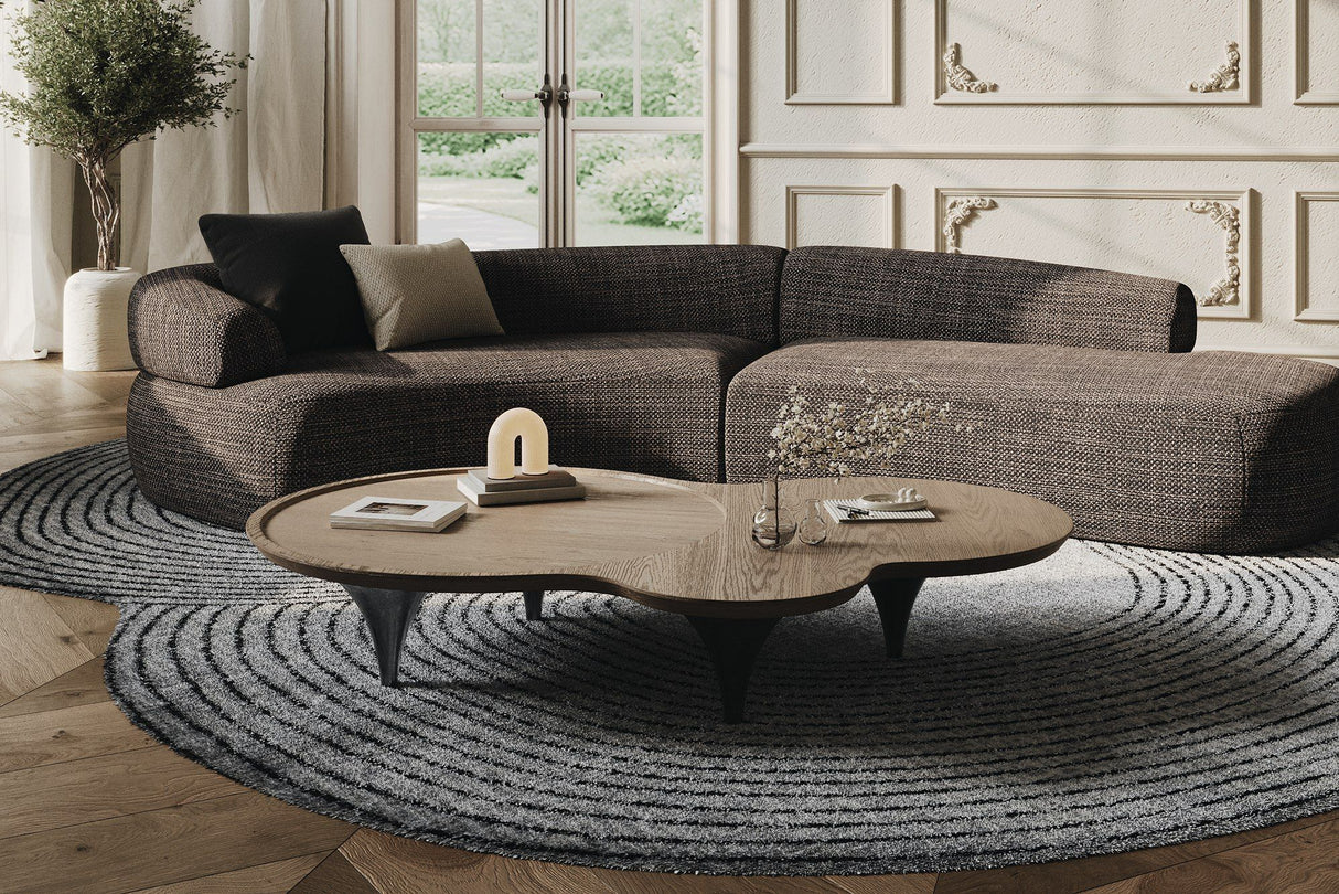 Divani Casa Lakota - Modern Dark Grey Fabric Curved Sectional Sofa