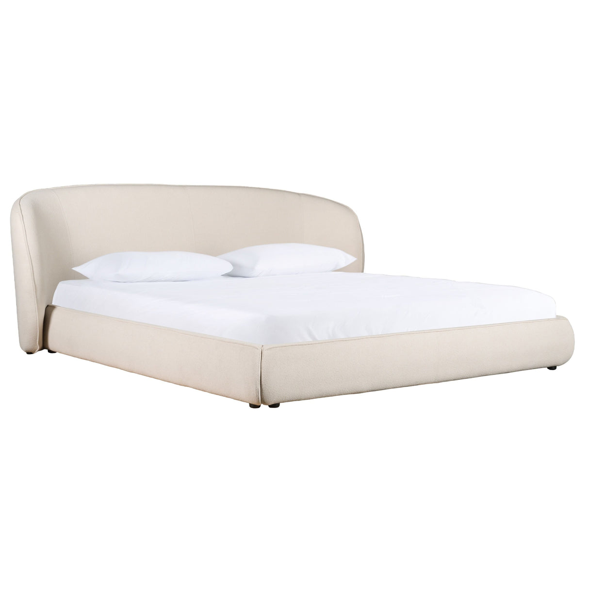 Eastern King Lambert + Berlin - Modern Beige Fabric + Walnut 4-Piece Bedroom Set