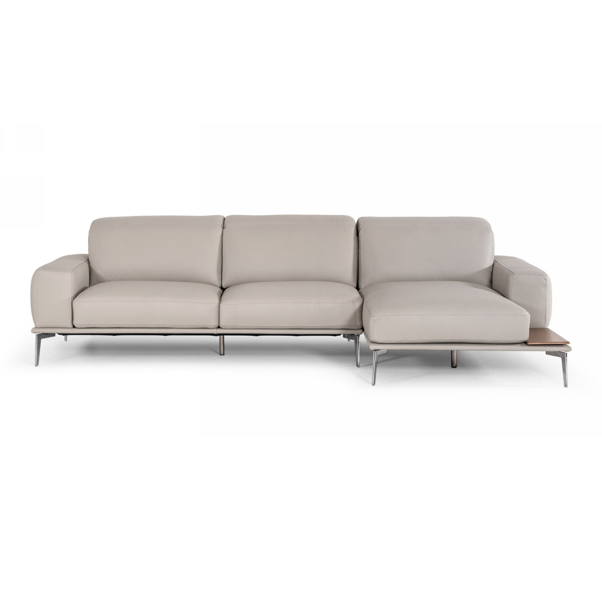 Villeneuve - Italian Modern Light Grey Leather Right Facing Sectional Sofa - View Image 1