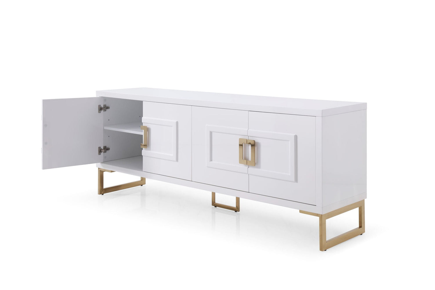 Modrest Leah - Contemporary White High Gloss & Champagne Gold Buffet - Home Elegance USA