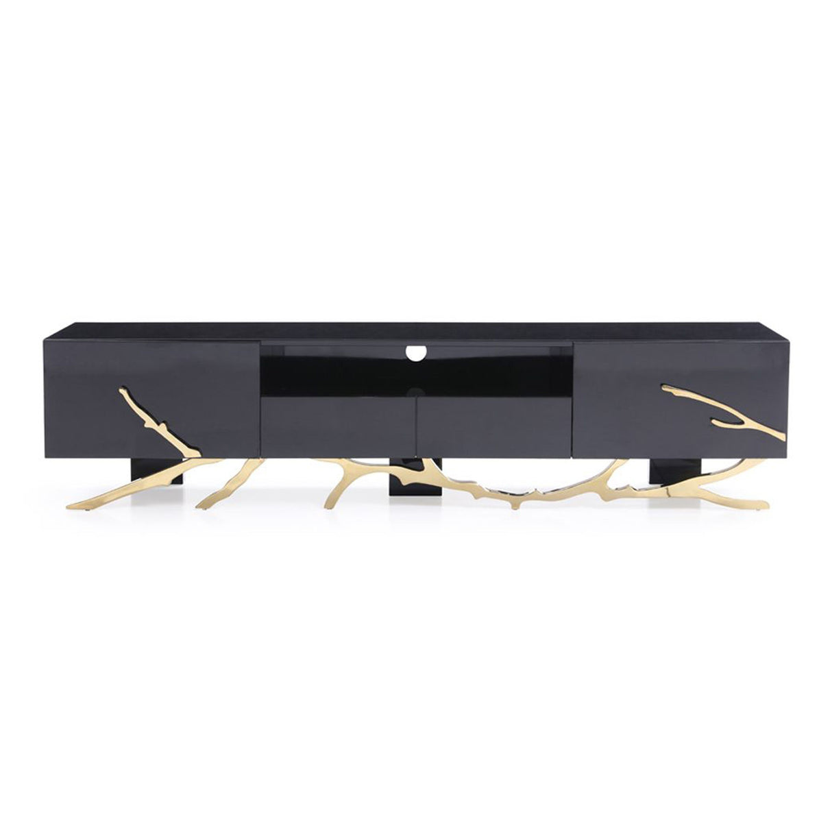 Modrest Legend Modern Black & Champagne Gold 87" TV Stand