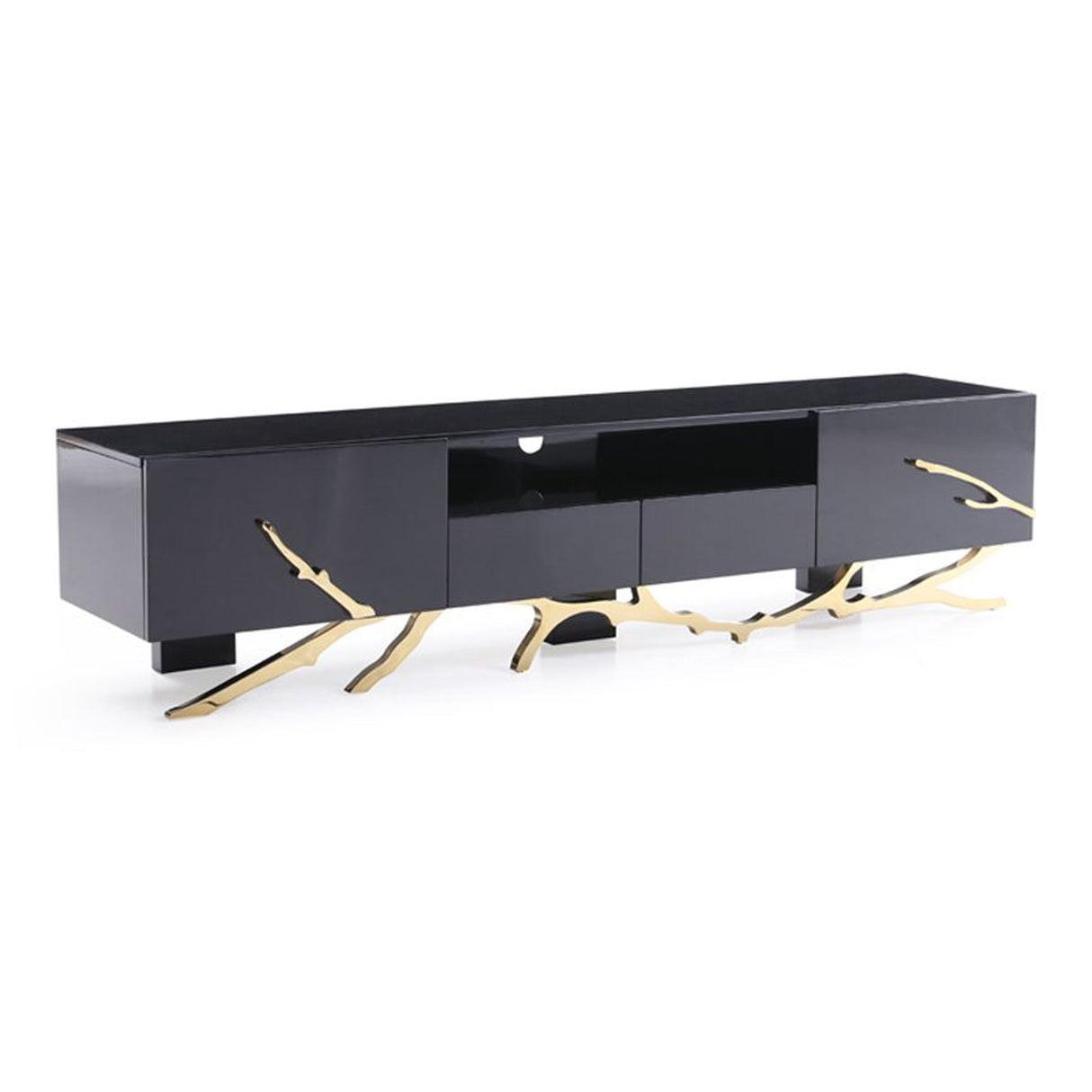 Modrest Legend Modern Black & Champagne Gold 87" TV Stand