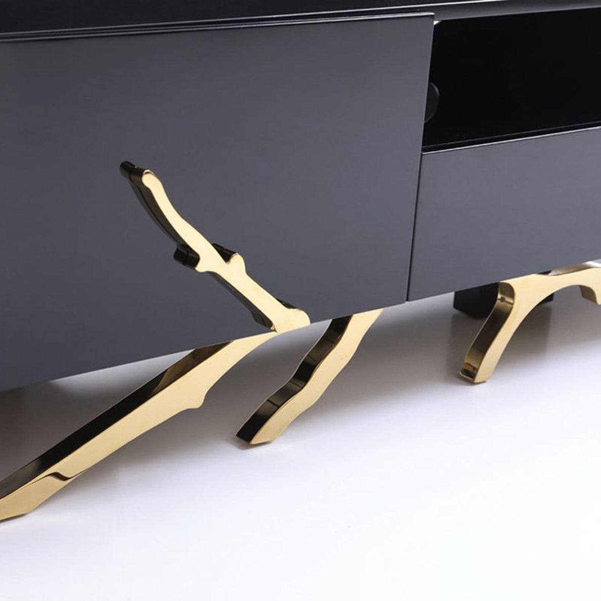 Modrest Legend Modern Black & Champagne Gold 87" TV Stand
