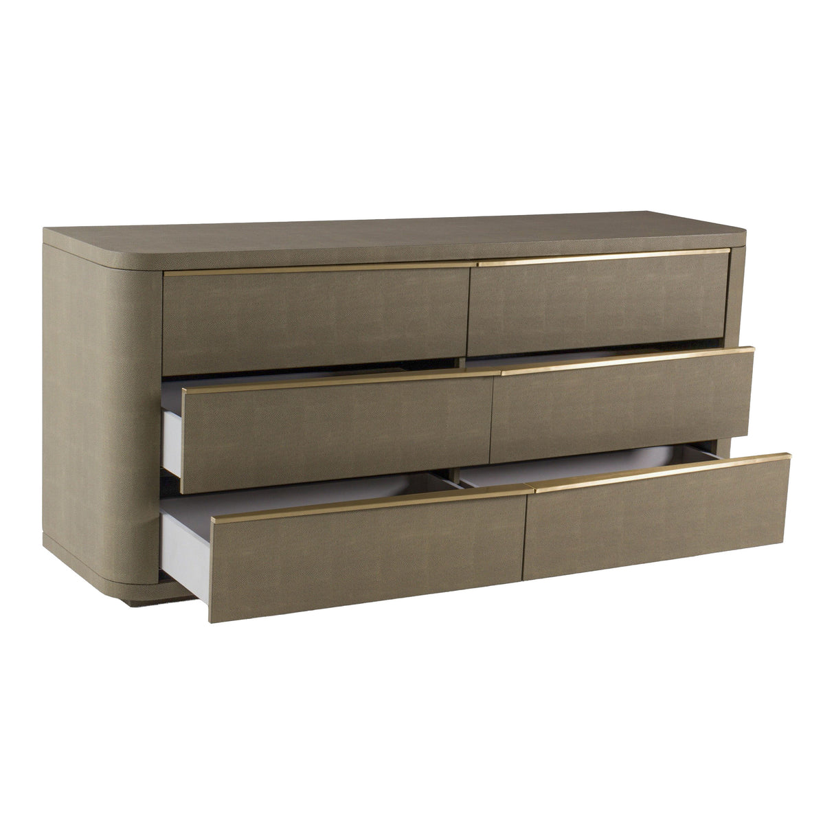 Lois - Modern Beige Shagreen + Brass Dresser - View Image 1