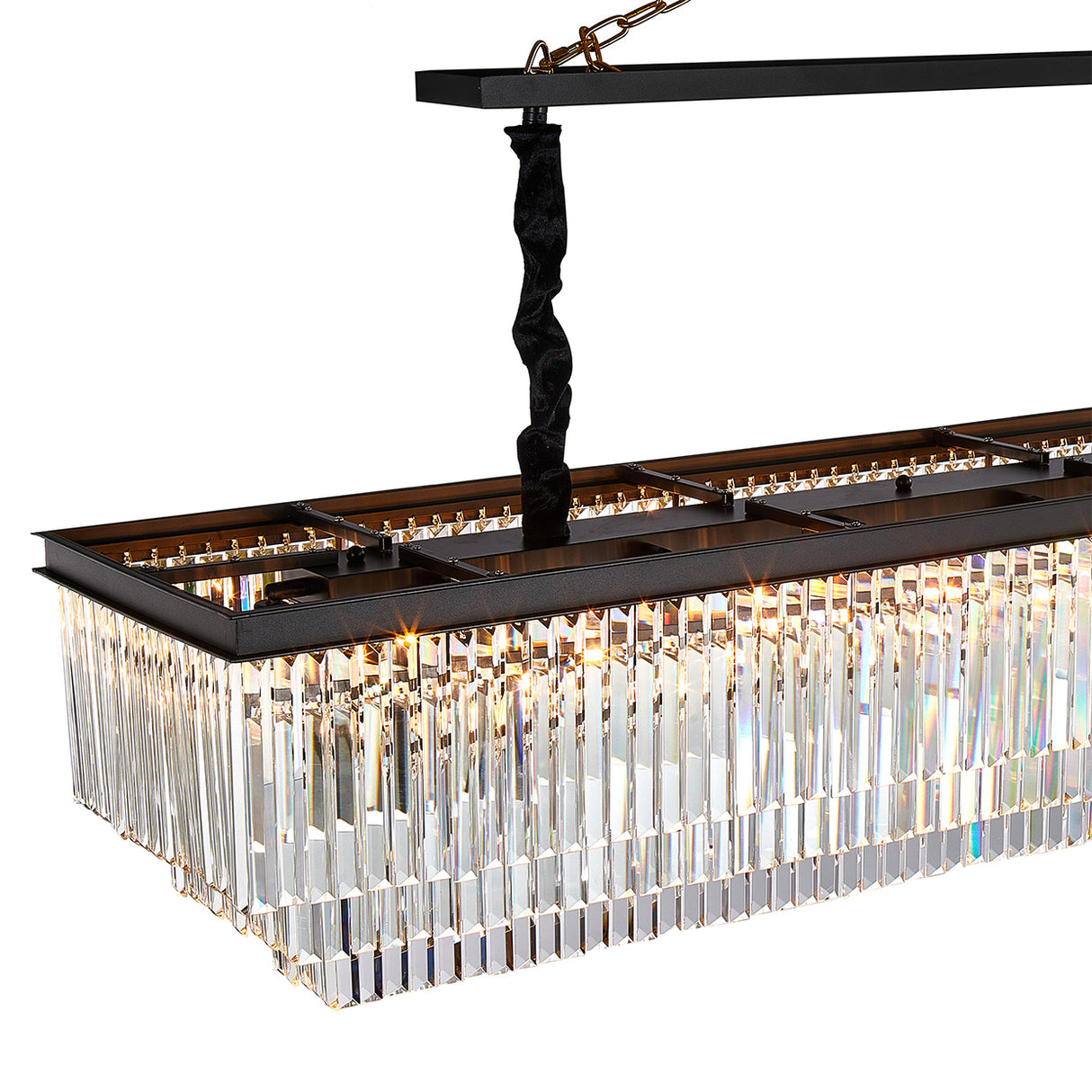 Allure 20-Light LED Chandelier – Black Rectangular Crystal Modern Lighting Fixture